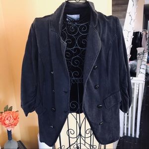 KENSIE charcoal sweatshirt style blazer, L